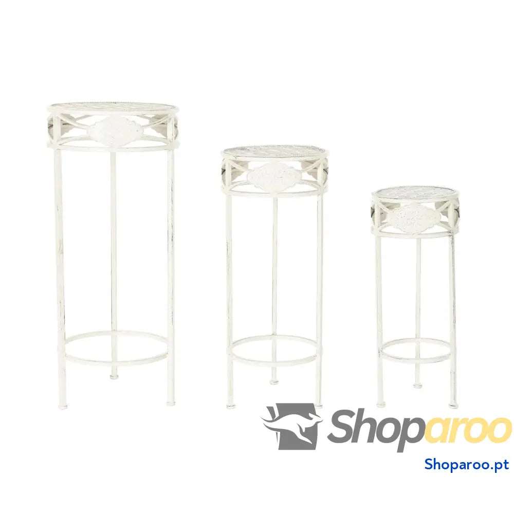 Jogo de 3 mesas Home ESPRIT Branco 30,5 x 30,5 x 70 cm (3 Peças)