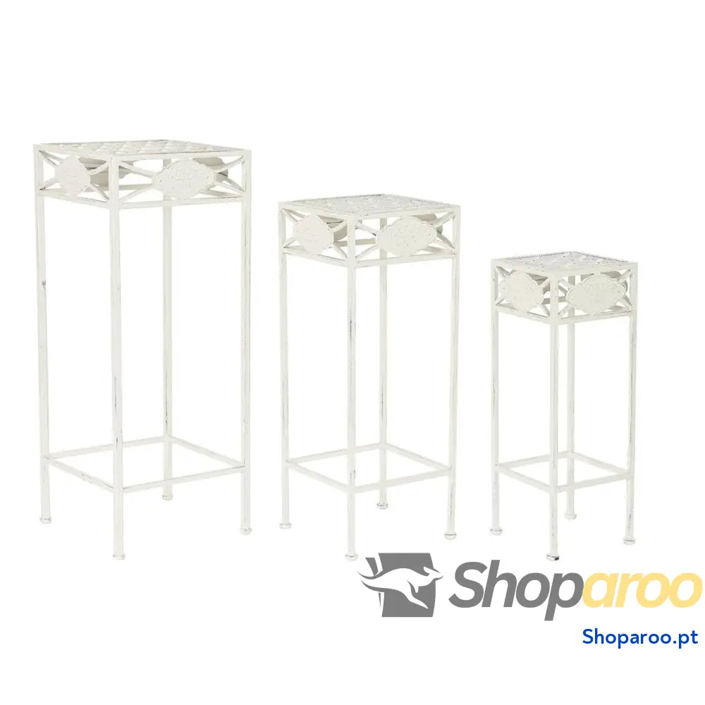 Jogo de 3 mesas Home ESPRIT Branco 30 x 30 x 70 cm (3 Peças)