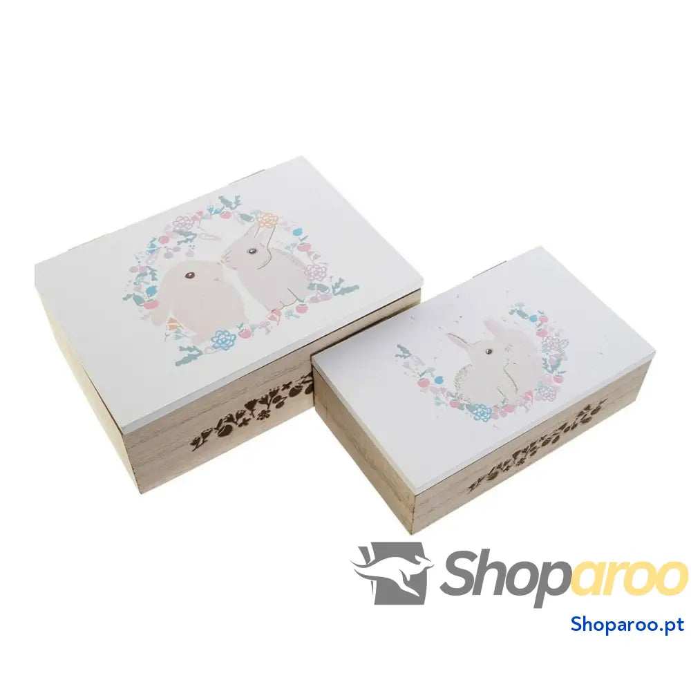 Jogo de Caixas Decorativas DKD Home Decor Madeira MDF (17 x 12 x 6 cm)