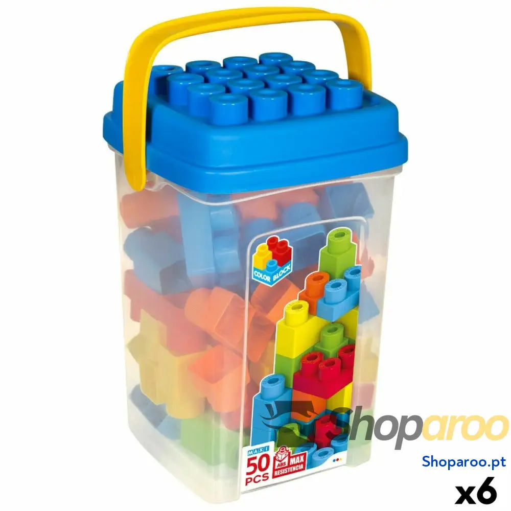 Jogo de Construção Color Block Basic Cubo 50 Peças (6 Unidades)