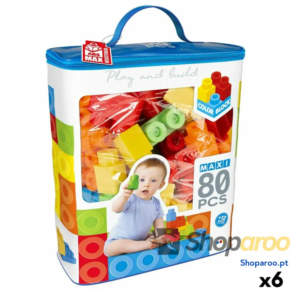 Jogo de Construção Color Block Basic Mala 80 Peças (6 Unidades)