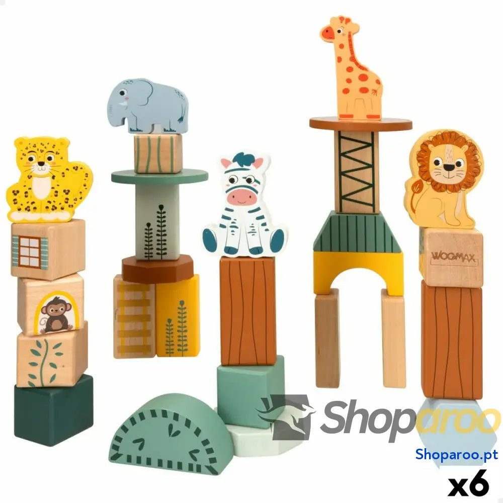 Jogo de Construção Woomax animais 28 Peças (6 Unidades)