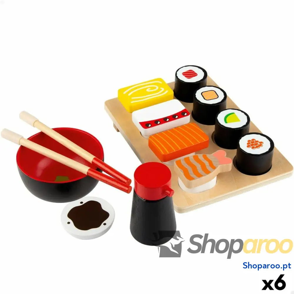 Jogo de madeira Woomax Sushi 14 Partes (6 Unidades)
