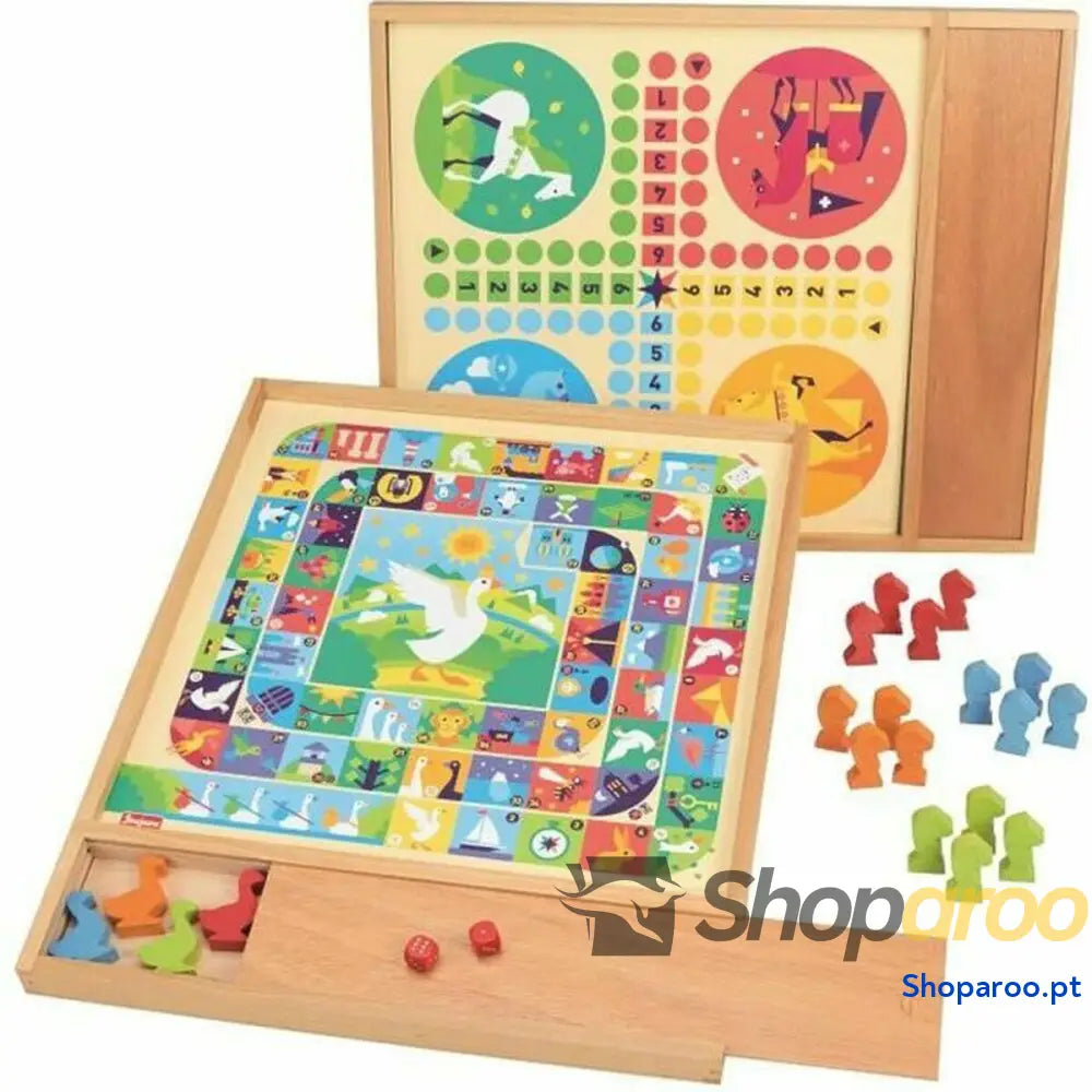 Jogo de Mesa Jeujura Game of goose and small horses