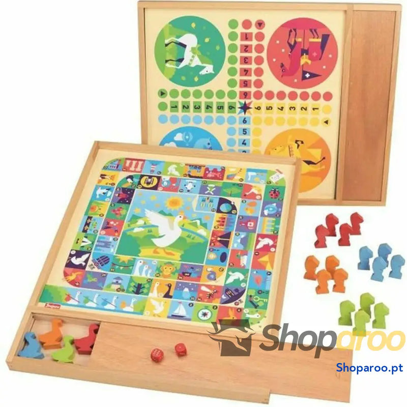 Jogo de Mesa Jeujura Game of goose and small horses