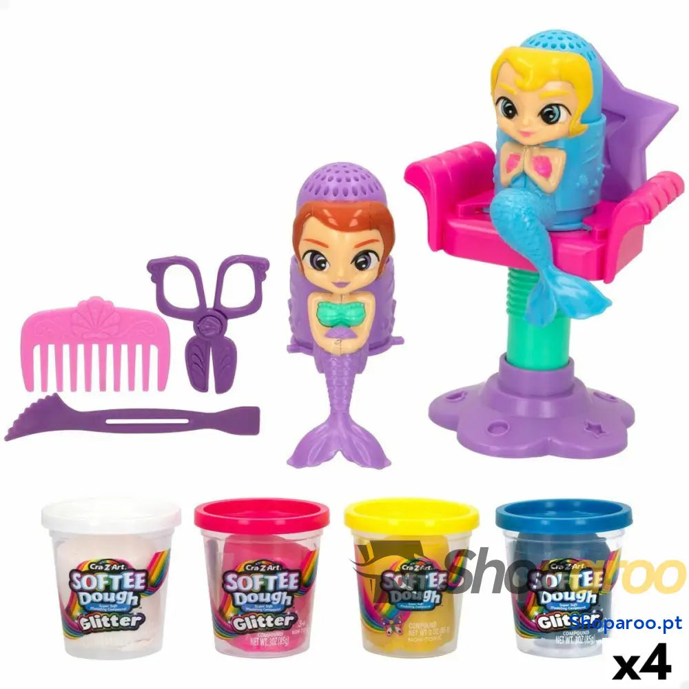 Jogo de Plasticina Cra-Z-Art Softee Dough Cabelo sirenas (4 Unidades)