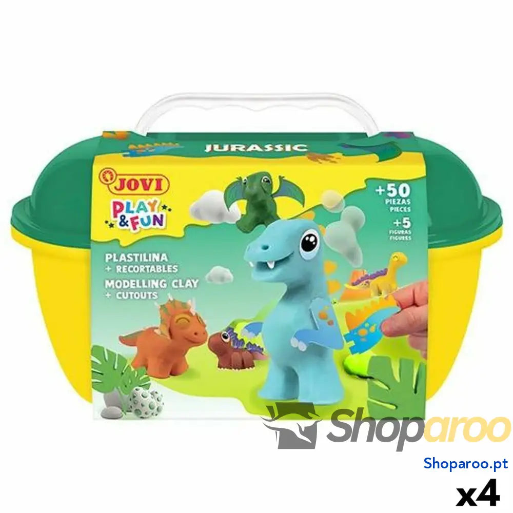 Jogo de Plasticina Jovi PLAY&FUN JURASIC Multicolor (4 Unidades)