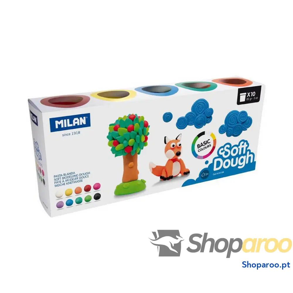 Jogo de Plasticina Milan Soft dough 913510B Amarelo Azul Multicolor 85 g Vegetal (10 Unidades)