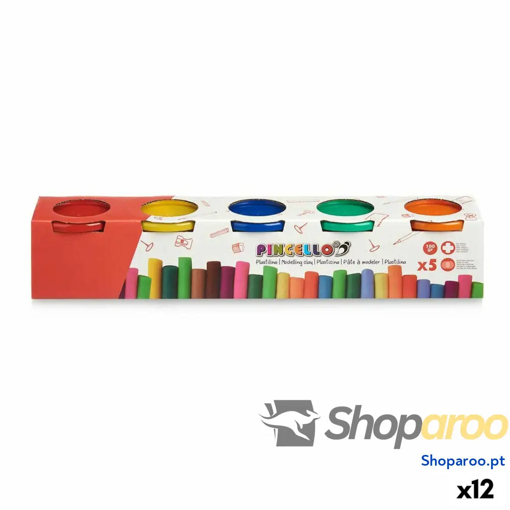 Jogo de Plasticina Pincello 503 Amarelo Azul Vermelho Verde Laranja (12 Unidades)
