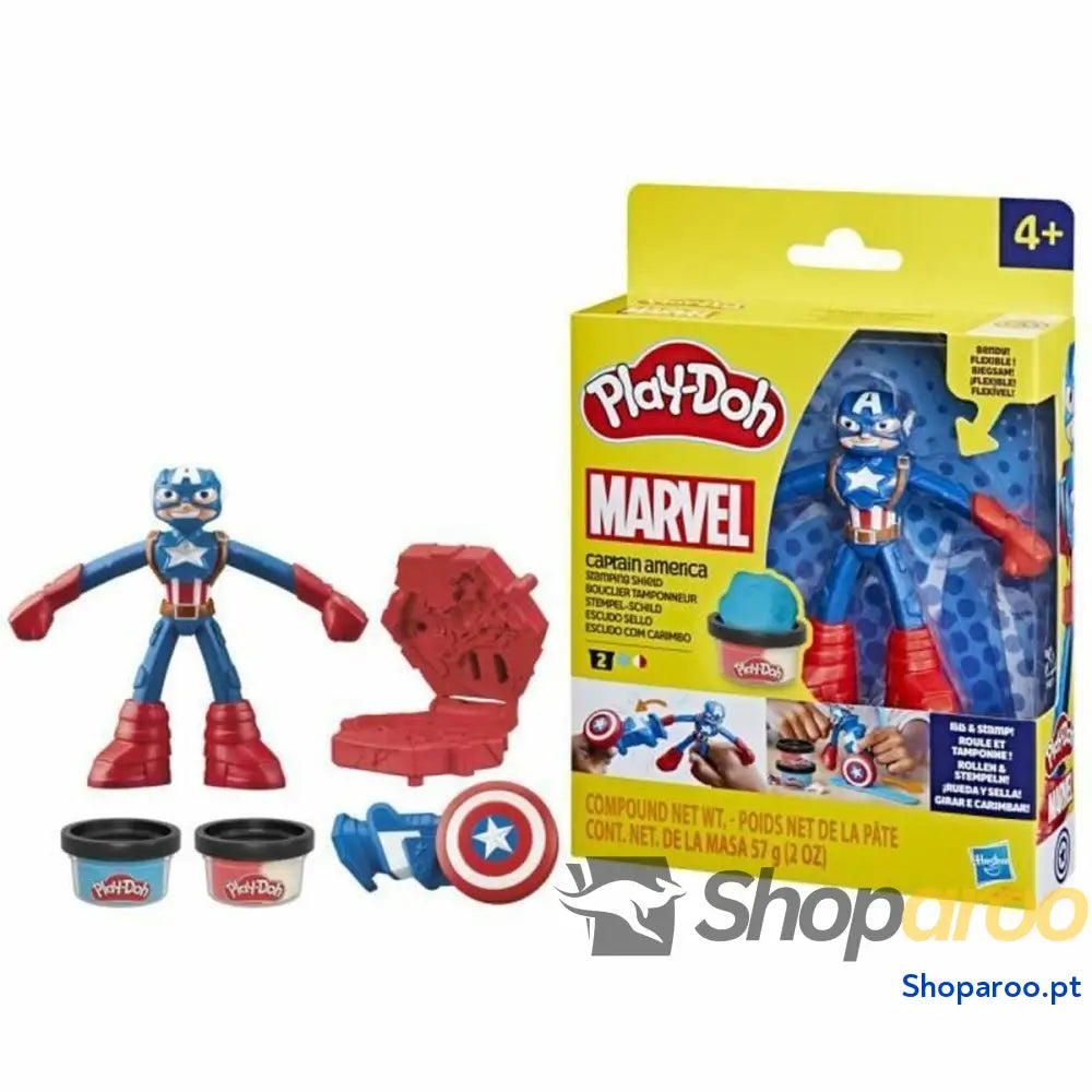 Jogo de Plasticina Play-Doh Capitán América Set Stamper Shield Multicolor