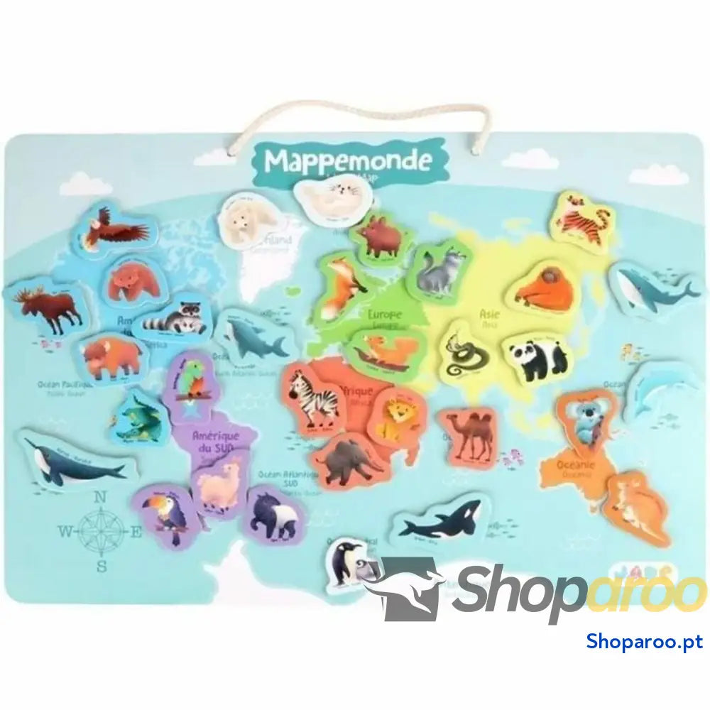 Jogo Educativo 40 x 30 cm Multicolor Mapa do Mundo