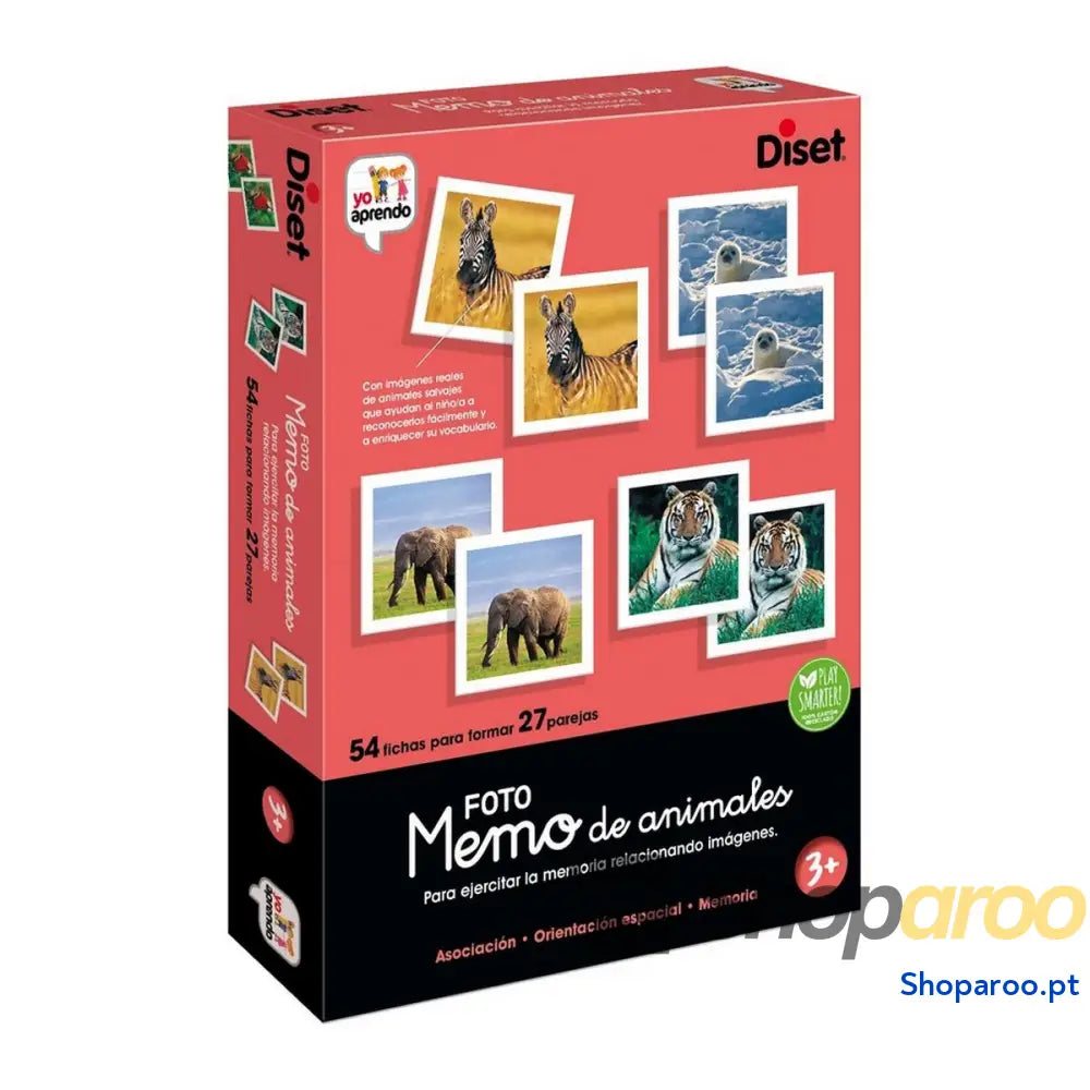 Jogo Educativo Diset Memo Photo Animales 54 Peças