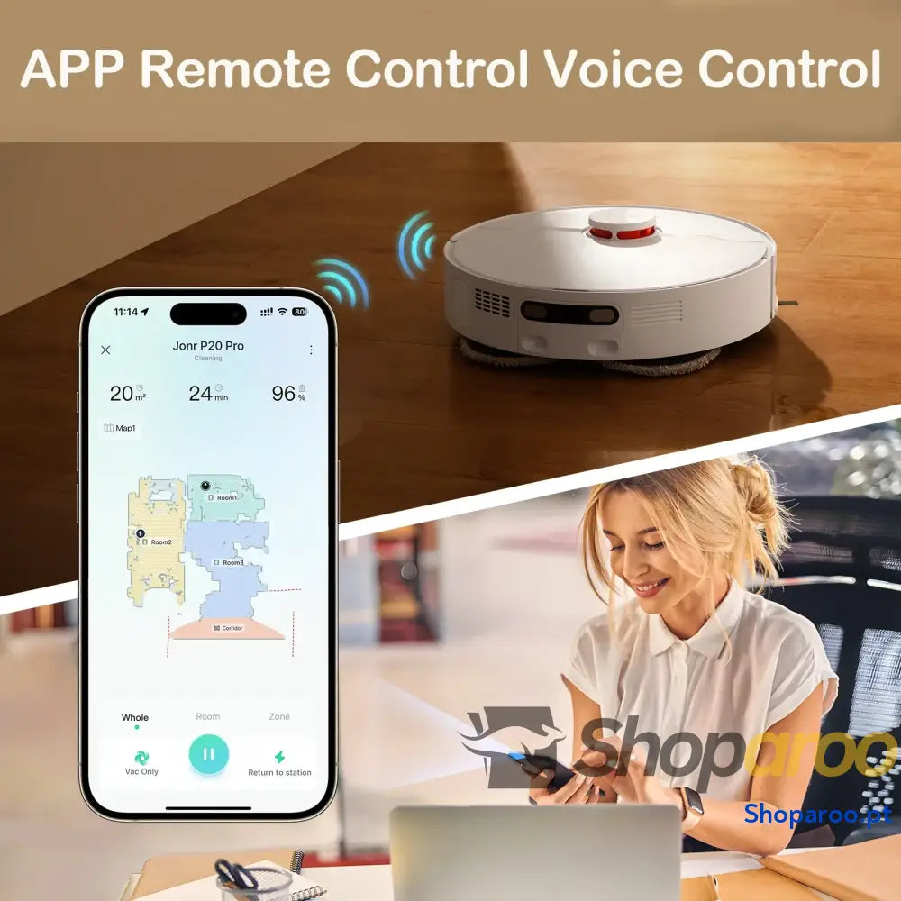 JONR Robot Vacuum P20 Pro Limpeza Automática Casa e Jardim