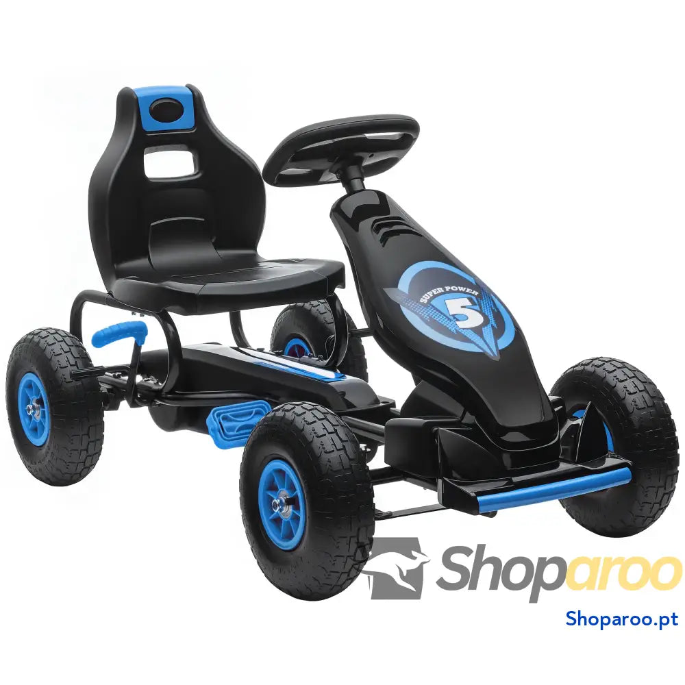 Kart a Pedais para Crianças 5 12 Anos com Assento Ajustável Pneus Insufláveis Amortecimento e Travão de Mão 121x58x61cm
