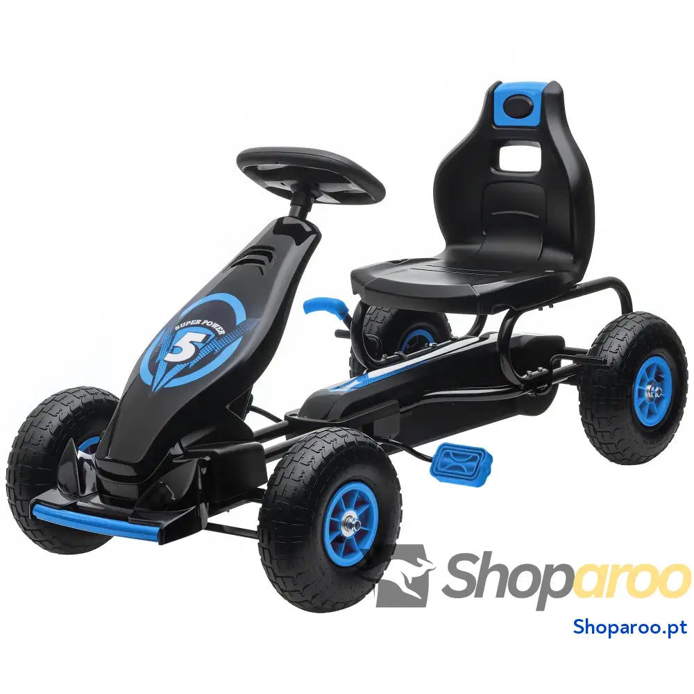 Kart a Pedais para Crianças 5 12 Anos com Assento Ajustável Pneus Insufláveis Amortecimento e Travão de Mão 121x58x61cm