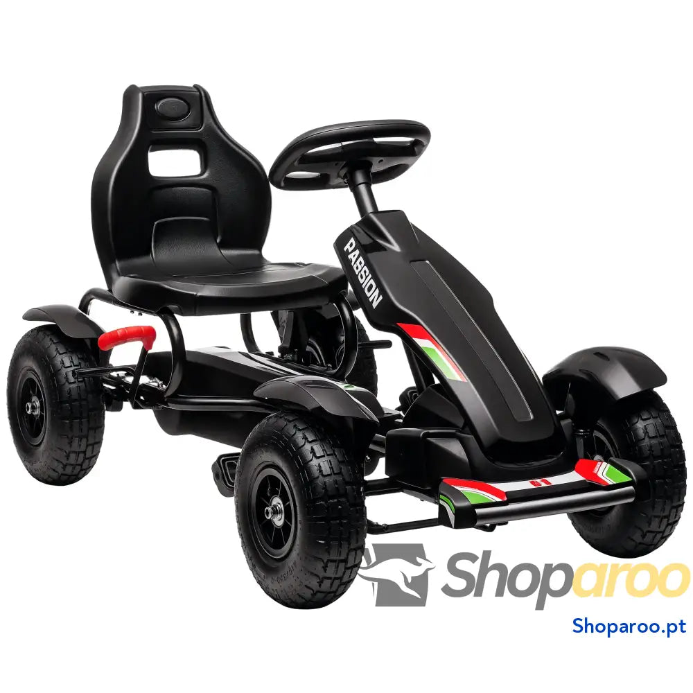 Kart a Pedais para Crianças com Assento Ajustável Pneus de Goma Travão Mão 5-12 Anos 121x58x61 cm Branco