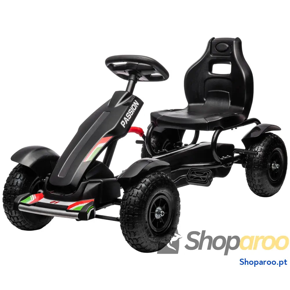 Kart a Pedais para Crianças com Assento Ajustável Pneus de Goma Travão Mão 5-12 Anos 121x58x61 cm Branco