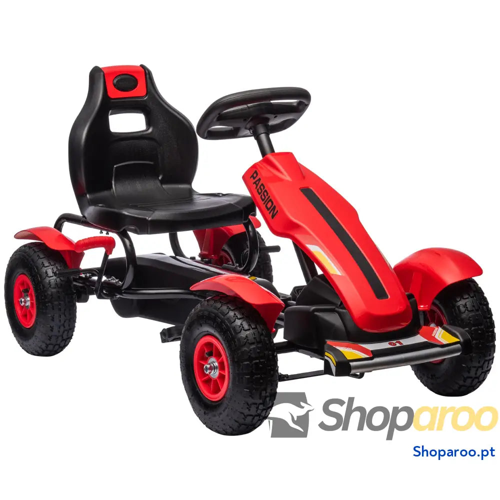 Kart a Pedais para Crianças com Assento Ajustável Pneus de Goma Travão Mão 5-12 Anos 121x58x61 cm Branco