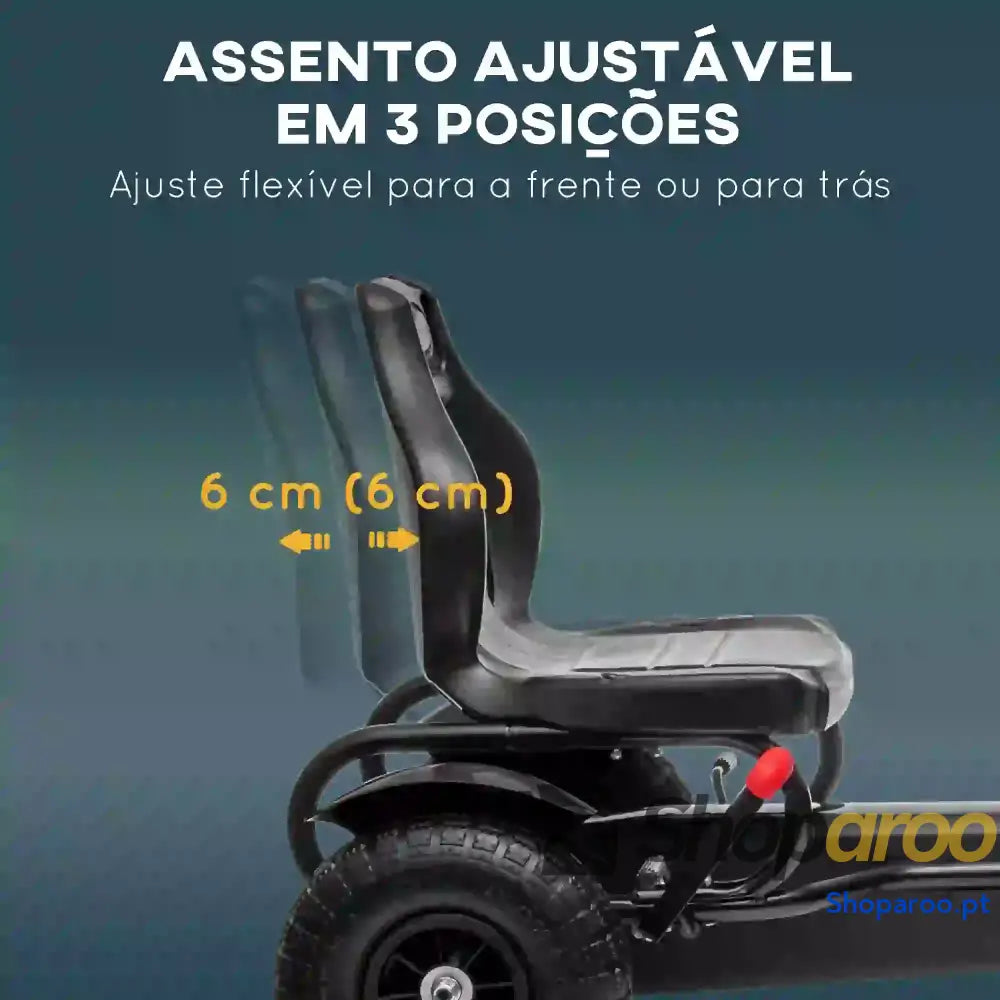 Kart a Pedais para Crianças com Assento Ajustável Pneus de Goma Travão Mão 5-12 Anos 121x58x61 cm Branco