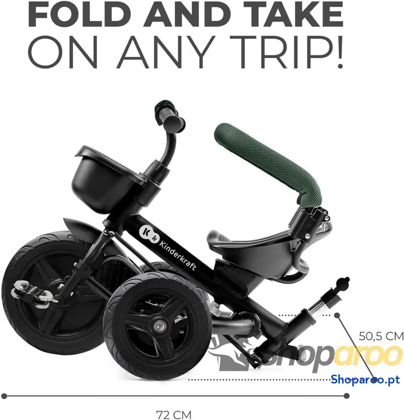 Kinderkraft AVEO Triciclo Bebé dobrável triciclo bicicleta para crianças evolutivo sem pedais bebés com acessórios