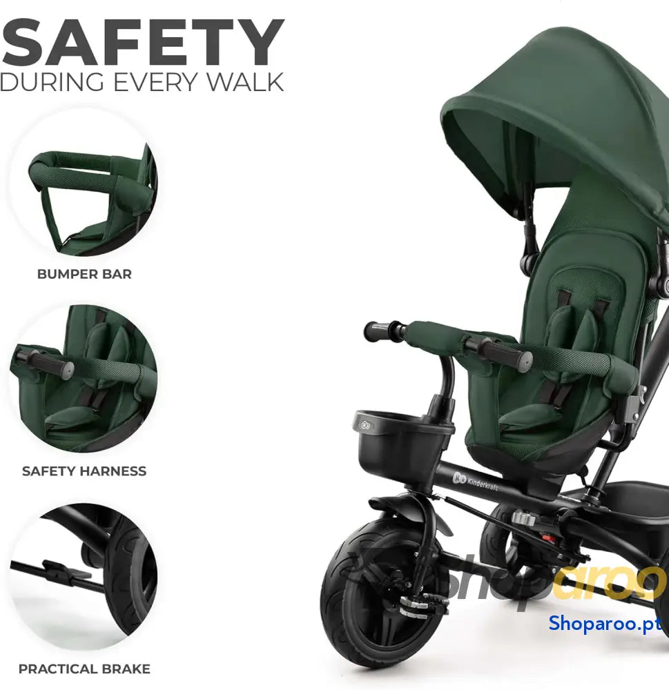 Kinderkraft AVEO Triciclo Bebé dobrável triciclo bicicleta para crianças evolutivo sem pedais bebés com acessórios
