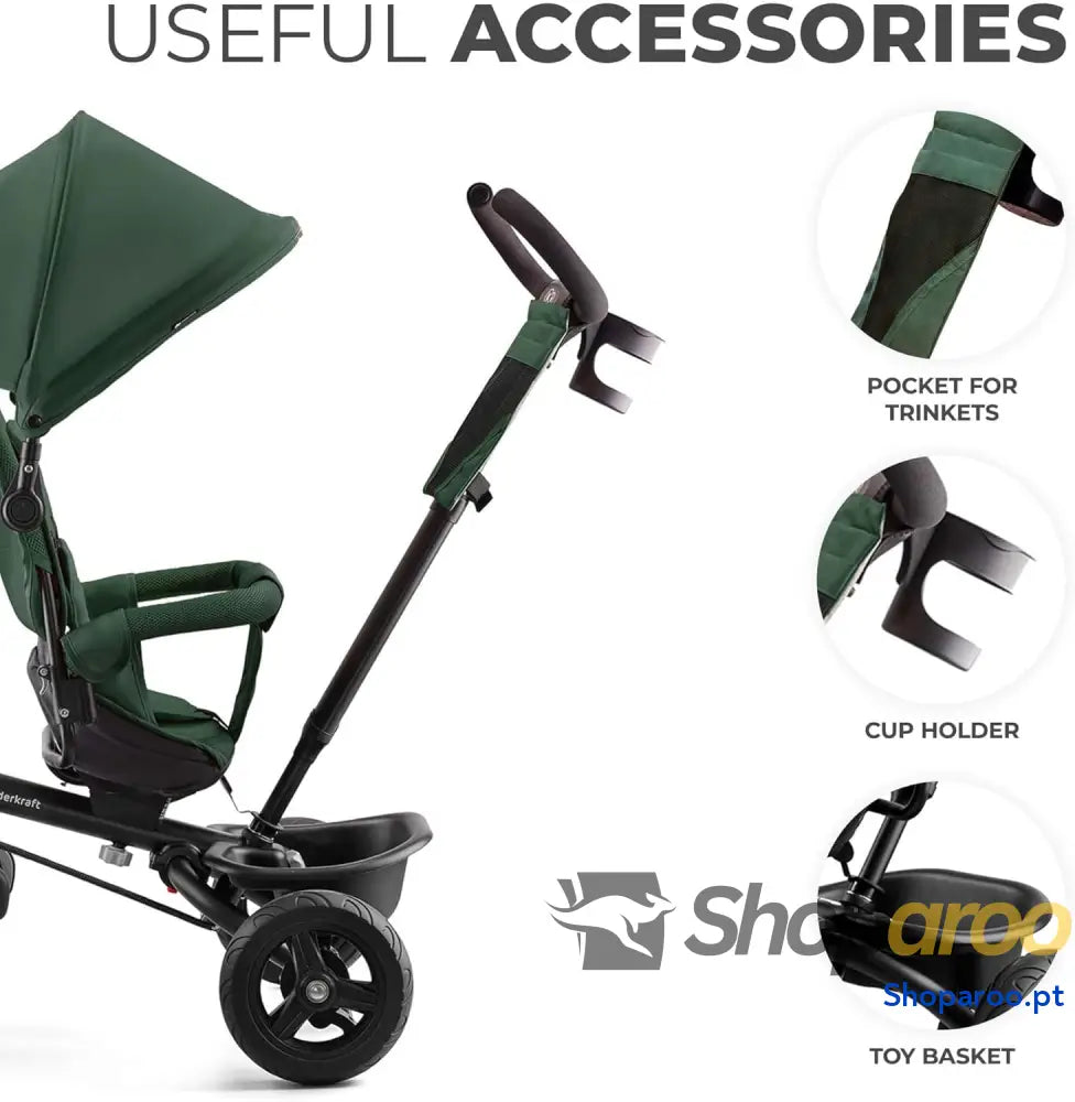 Kinderkraft AVEO Triciclo Bebé dobrável triciclo bicicleta para crianças evolutivo sem pedais bebés com acessórios
