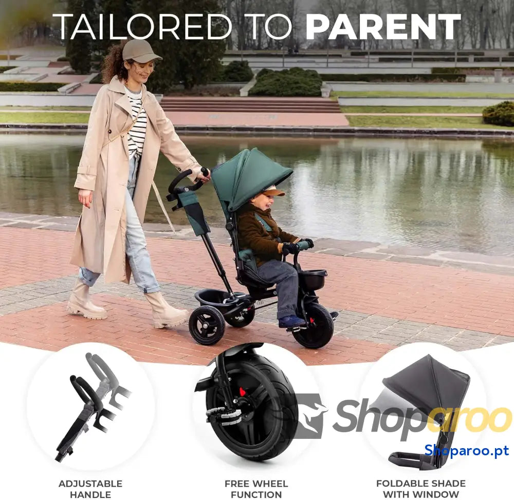 Kinderkraft AVEO Triciclo Bebé dobrável triciclo bicicleta para crianças evolutivo sem pedais bebés com acessórios
