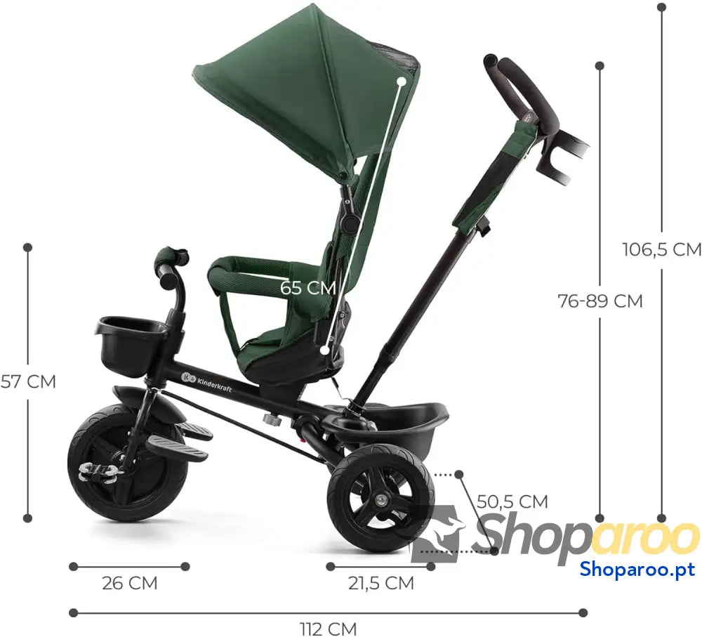 Kinderkraft AVEO Triciclo Bebé dobrável triciclo bicicleta para crianças evolutivo sem pedais bebés com acessórios