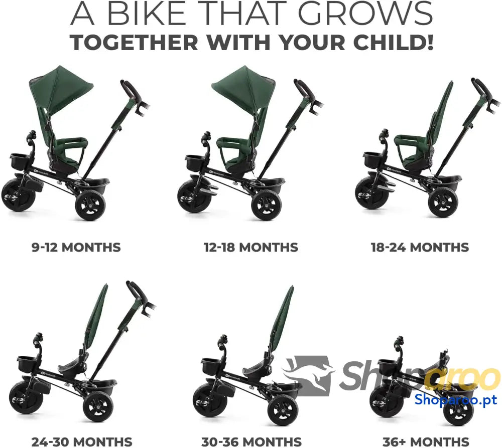 Kinderkraft AVEO Triciclo Bebé dobrável triciclo bicicleta para crianças evolutivo sem pedais bebés com acessórios