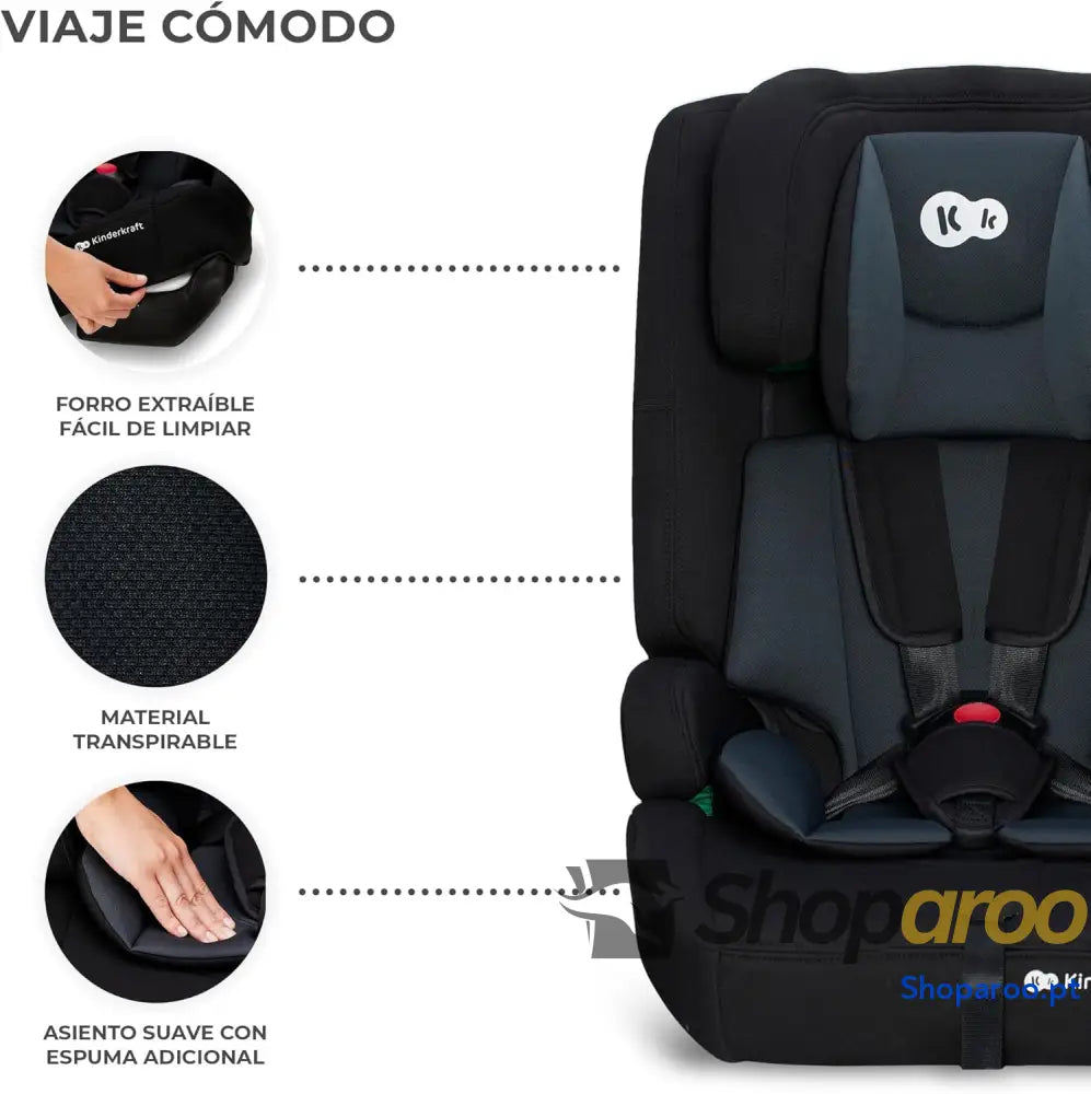 Kinderkraft SAFETY FIX 2 I SIZE 75 150 cm Cadeira de carro grupo 1 3 isofix assento largo e macio para criança arnês