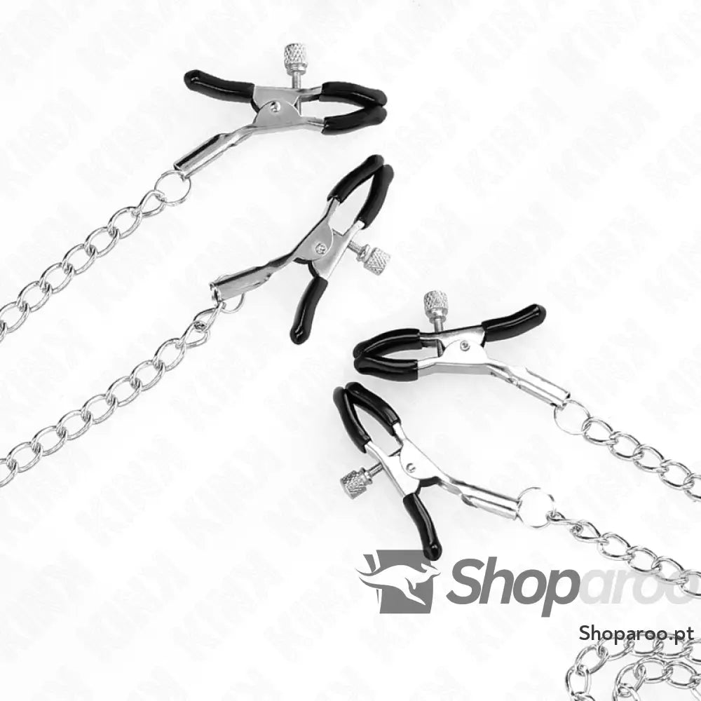 KINK - 4 PINÇAS DE BICO E CLITÓRIS AJUSTÁVEIS PRATA