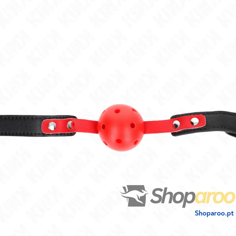 KINK - BOLA DURA OCA VERMELHA 4 CM GAG ALÇA PRETA 60 x 2 CM AJUSTÁVEL 37-52 CM