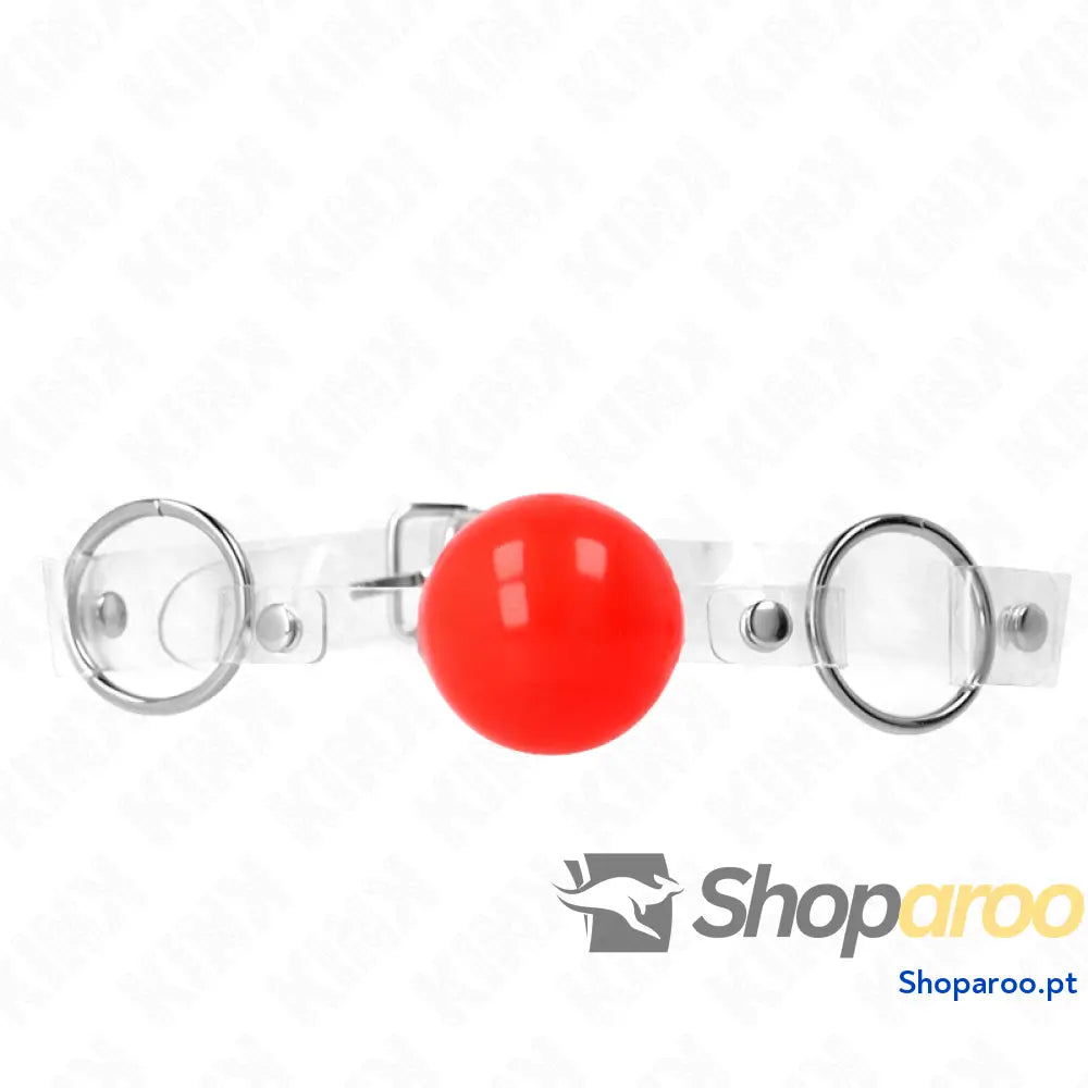 KINK - BOLA PVC TRANSPARENTE VERMELHA MORDAÇA 4 CM AJUSTÁVEL