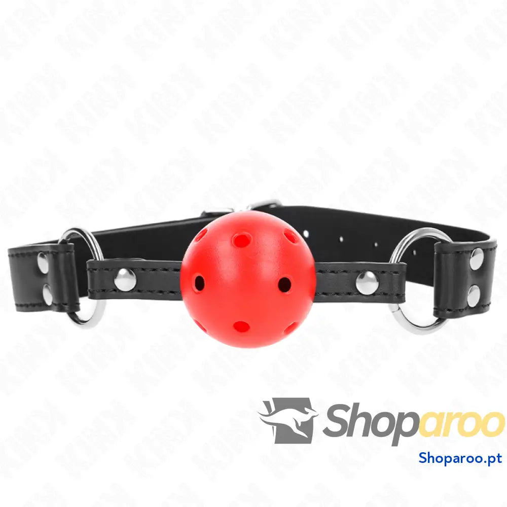 KINK - BOLA RESPIRÁVEL MORDAÇA DE 4 CM COM REBITE DUPLO COURO 62,5 x 2,5 CM AJUSTÁVEL 42-58 CM