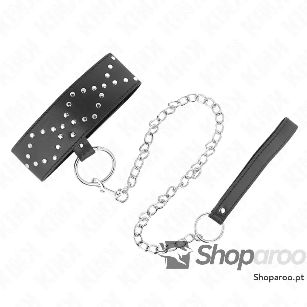 KINK - COLAR 65 CM COM TRELA COM PREGOS PRATA MODELO 3 AJUSTÁVEL 36-43 CM X 5 CM