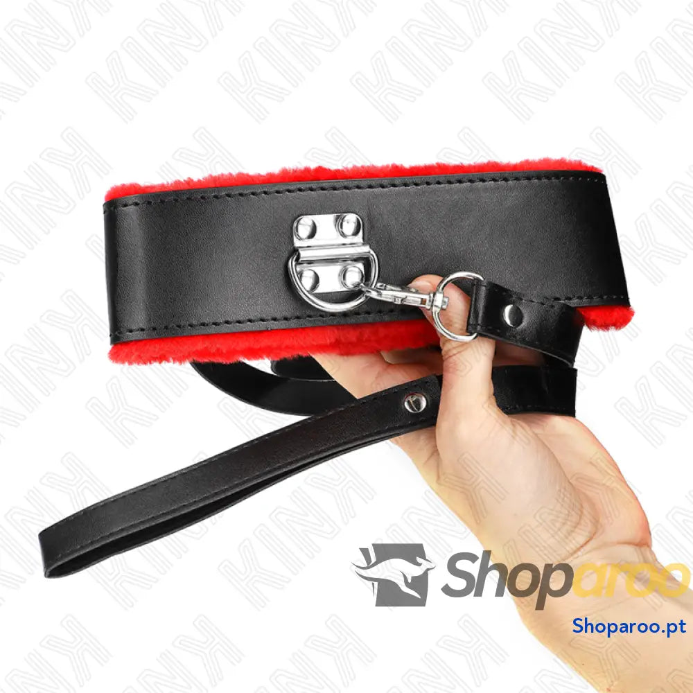 KINK - COLAR COM CINTO 116 CM COM ALÇA DE COURO VERMELHA AJUSTÁVEL 40-48 CM X 6 CM
