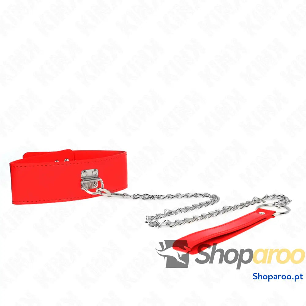 KINK - COLAR COM CINTO 65 CM COM ALÇA LARGA VERMELHA AJUSTÁVEL 33,5-41 CM X 5 CM