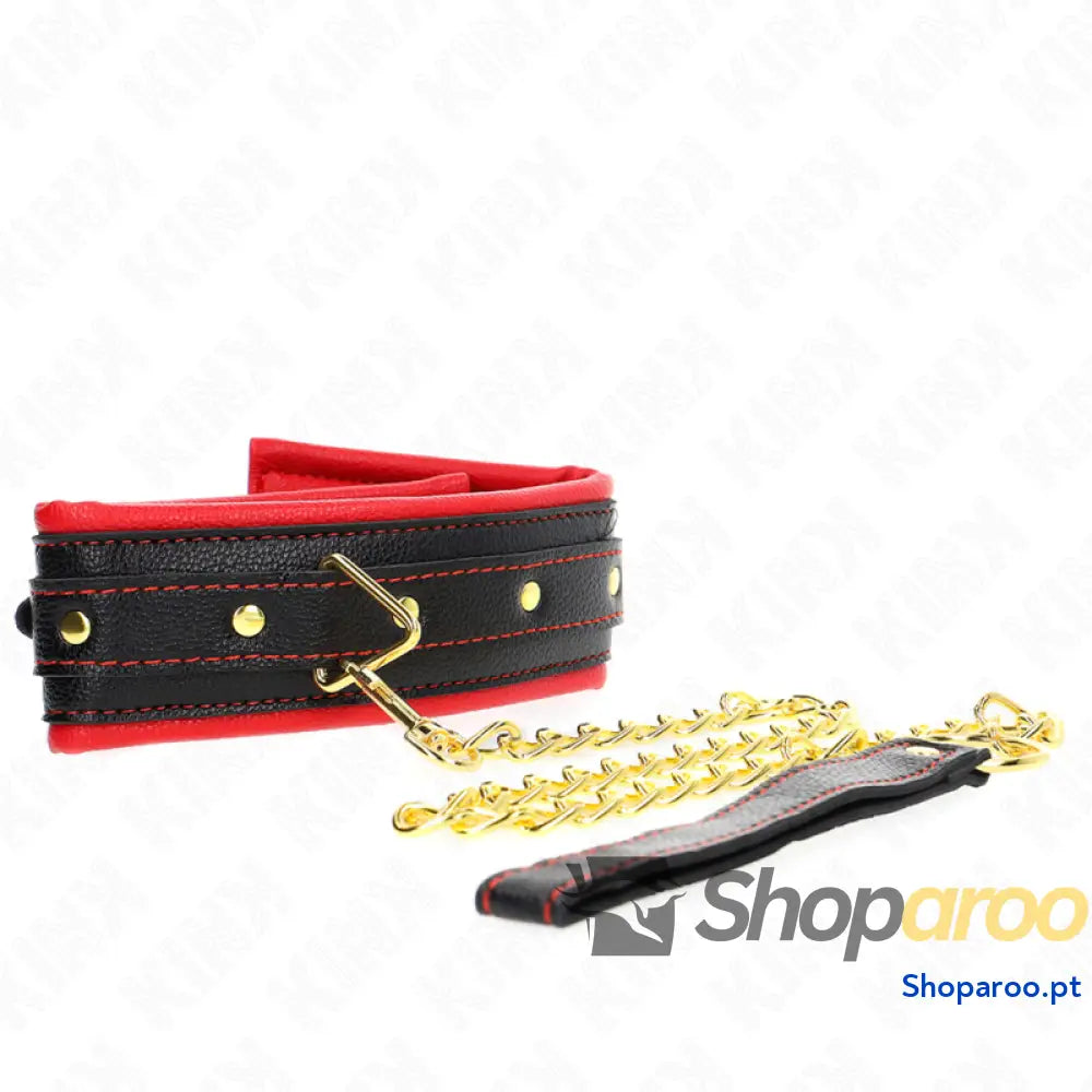 KINK - COLAR COM ESPONJA ALÇA DE IMITAÇÃO DE COURO MODELO 2 AJUSTÁVEL 37-54 CM X 3 CM