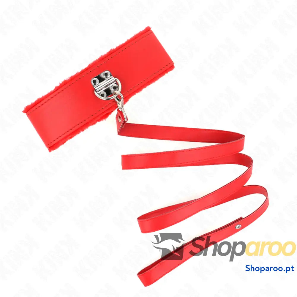 KINK - COLAR COM TRELA 116 CM COM PREGOS PRATA MODELO 4 VERMELHO AJUSTÁVEL 40-48 CM X 6 CM