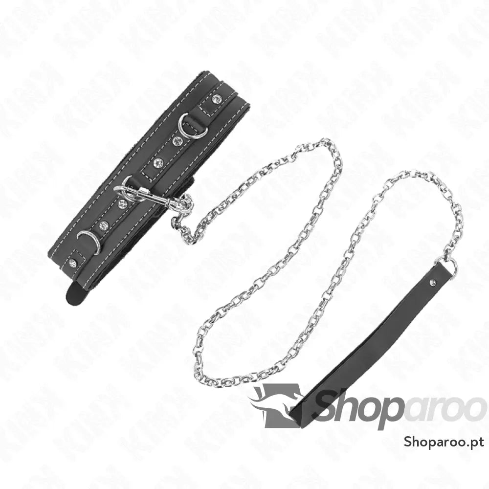 KINK - COLAR DE COURO PVC COM CINTO 105 CM REBITE DE strass 41,5 X 4 CM