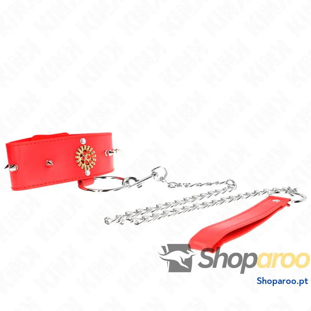 KINK - COLAR DE DIAMANTE VERMELHO COM CINTO 65 CM AJDUSTÁVEL 35-51 CM X 7 CM