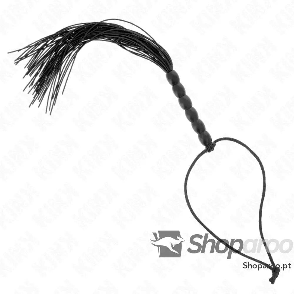 KINK - MINI CHICOTE DE SILICONE COM 6 CONTAS PRETAS 26 CM