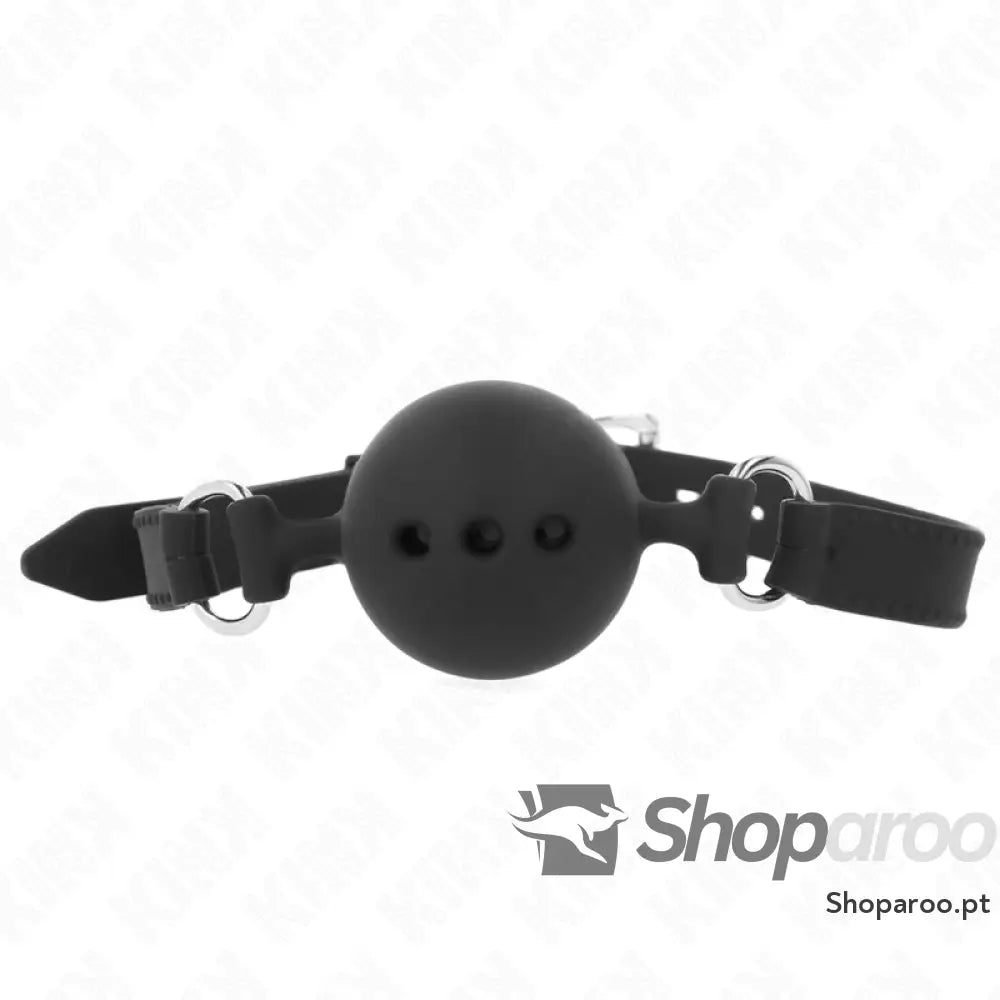 KINK - MORDAÇA COMPLETA DE SILICONE 55 x 2 CM COM BOLA DE 4,5 CM TAMANHO M PRETO AJUSTÁVEL 35-51 CM