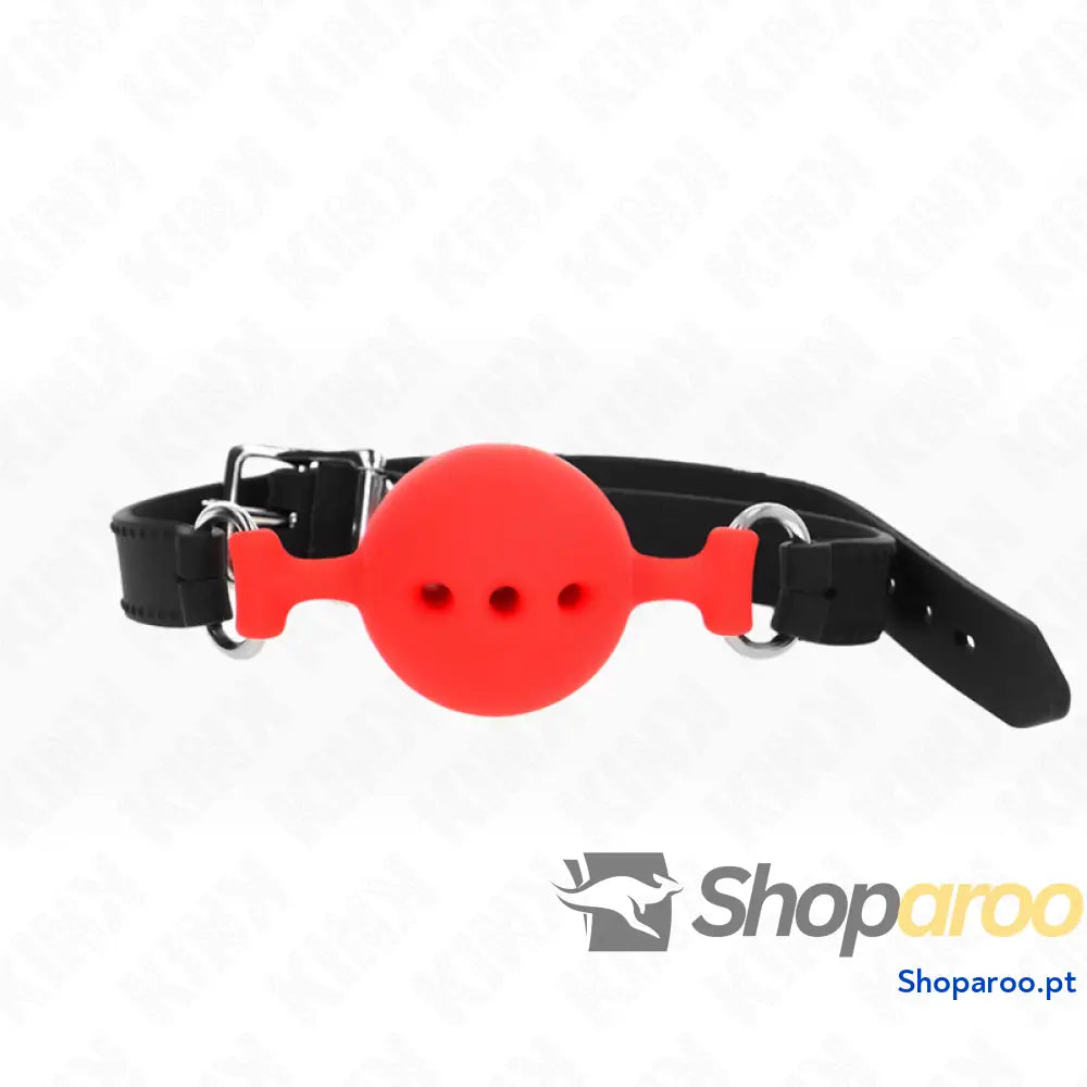 KINK - MORDAÇA COMPLETA DE SILICONE 55 x 2 CM COM BOLA DE 4,5 CM TAMANHO M VERMELHO AJUSTÁVEL 35-51 CM