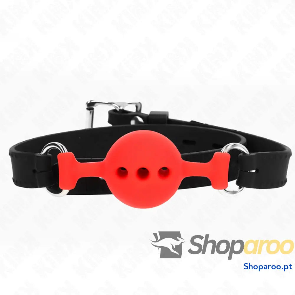 KINK - MORDAÇA COMPLETA DE SILICONE 55 x 2 CM COM BOLA DE 4 CM TAMANHO S VERMELHO AJUSTÁVEL 35-51 CM