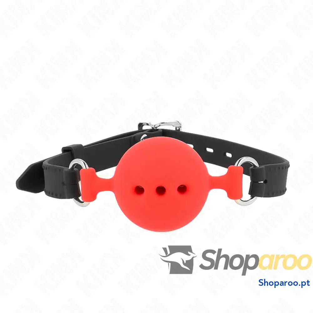 KINK - MORDAÇA COMPLETA DE SILICONE 55 x 2 CM COM BOLA DE 5 CM TAMANHO L VERMELHO AJUSTÁVEL 35-51 CM