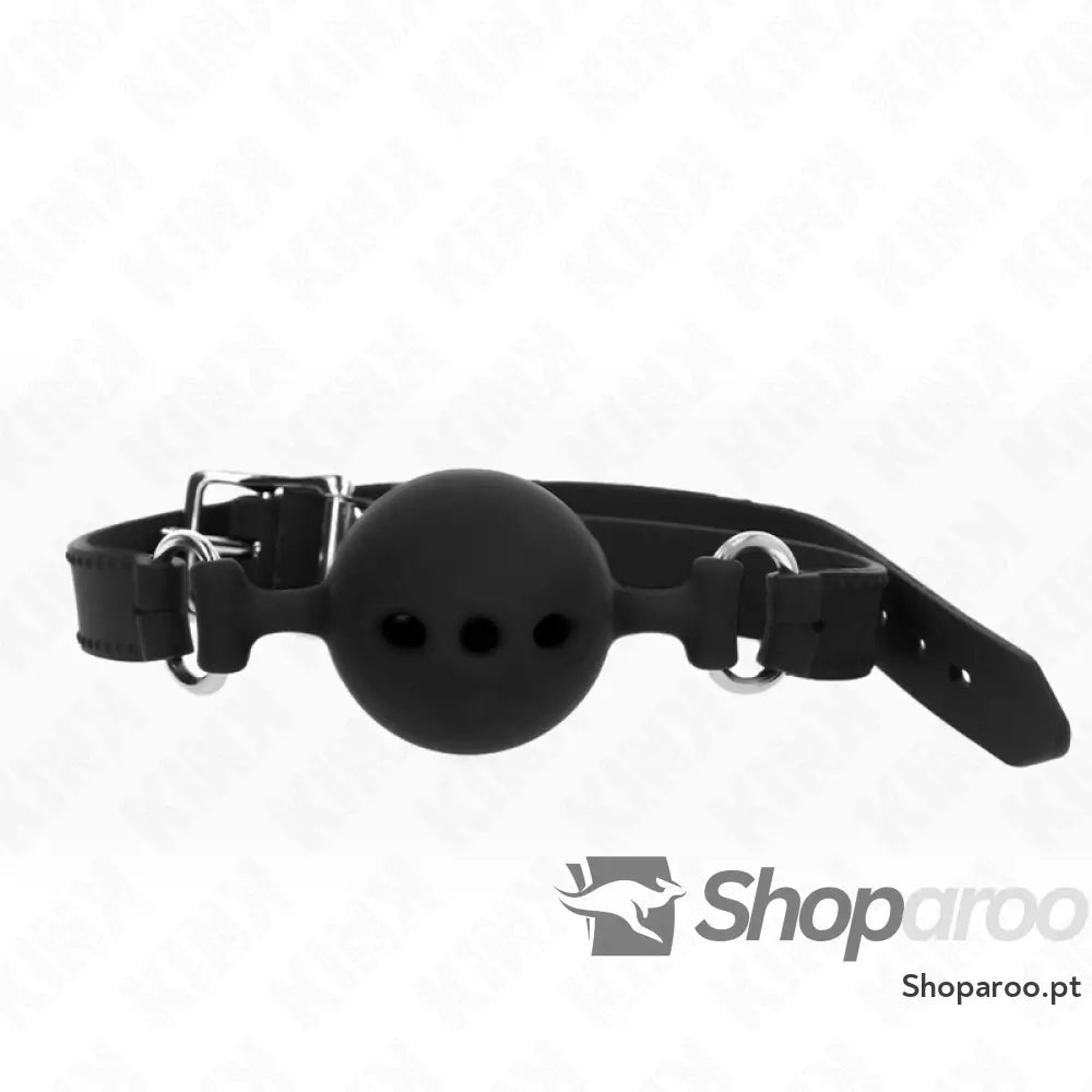KINK - MORDAÇA COMPLETA DE SILICONE 55 x 2 CM COM BOLA DE 5 CM TAMANHO L PRETO AJUSTÁVEL 35-51 CM