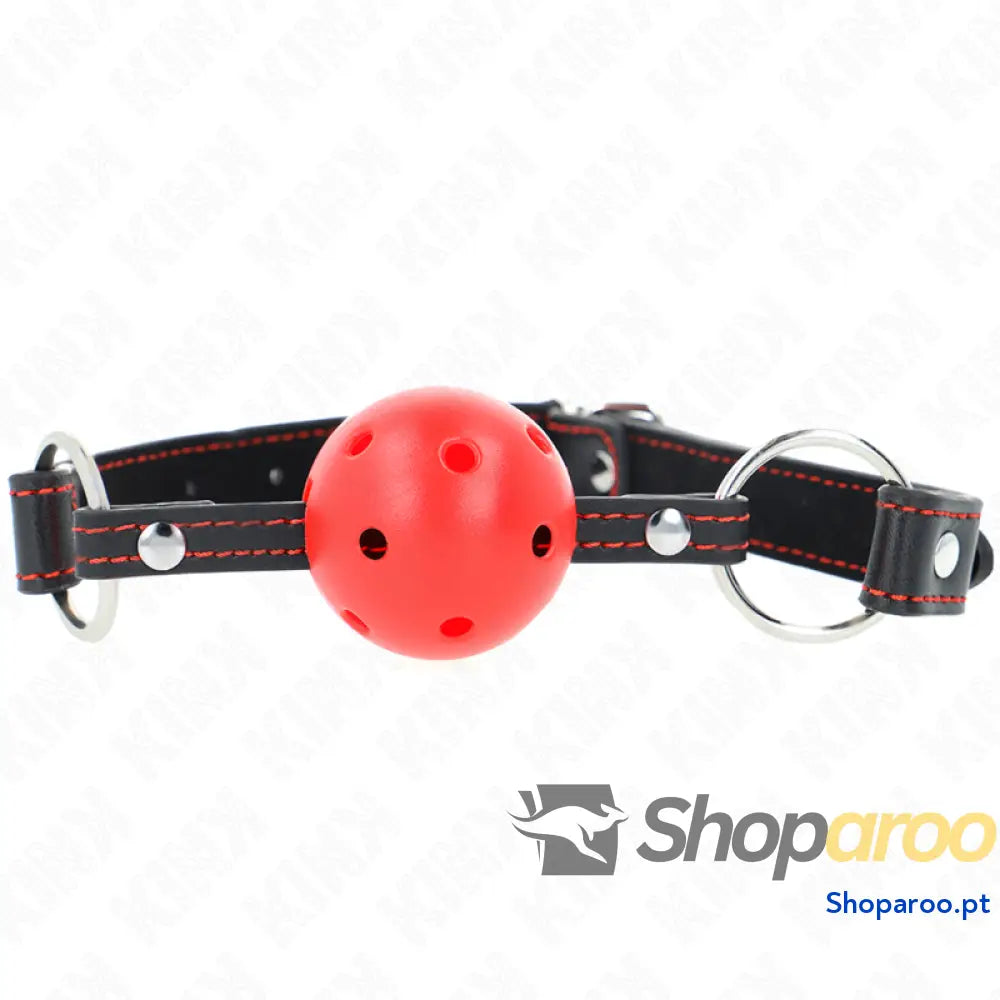 KINK - MORDAÇA DE BOLA VERMELHA OCA DURO MODELO 2 65 x 2,5 CM