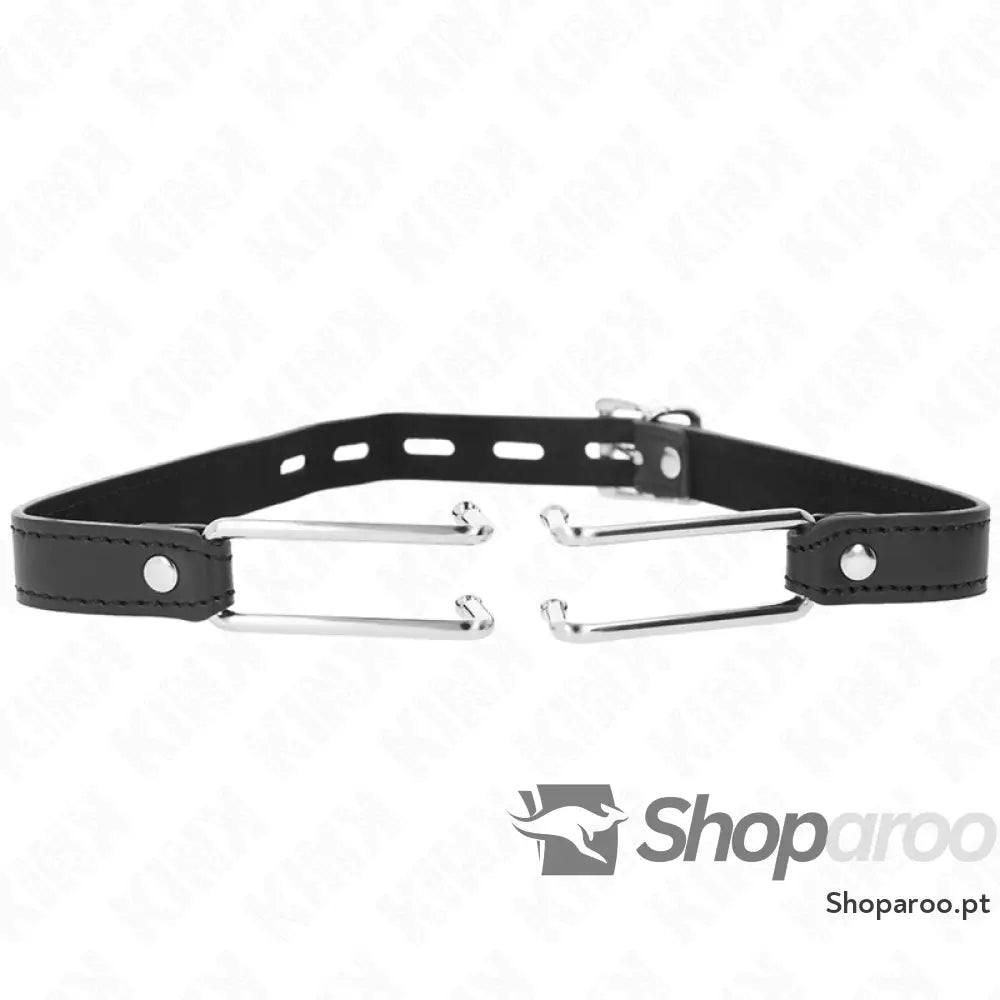 KINK - MORDAÇA DE GANCHO DE METAL 11,5 CM COM ALÇA DE COURO AJUSTÁVEL 39-58 CM X 2 CM