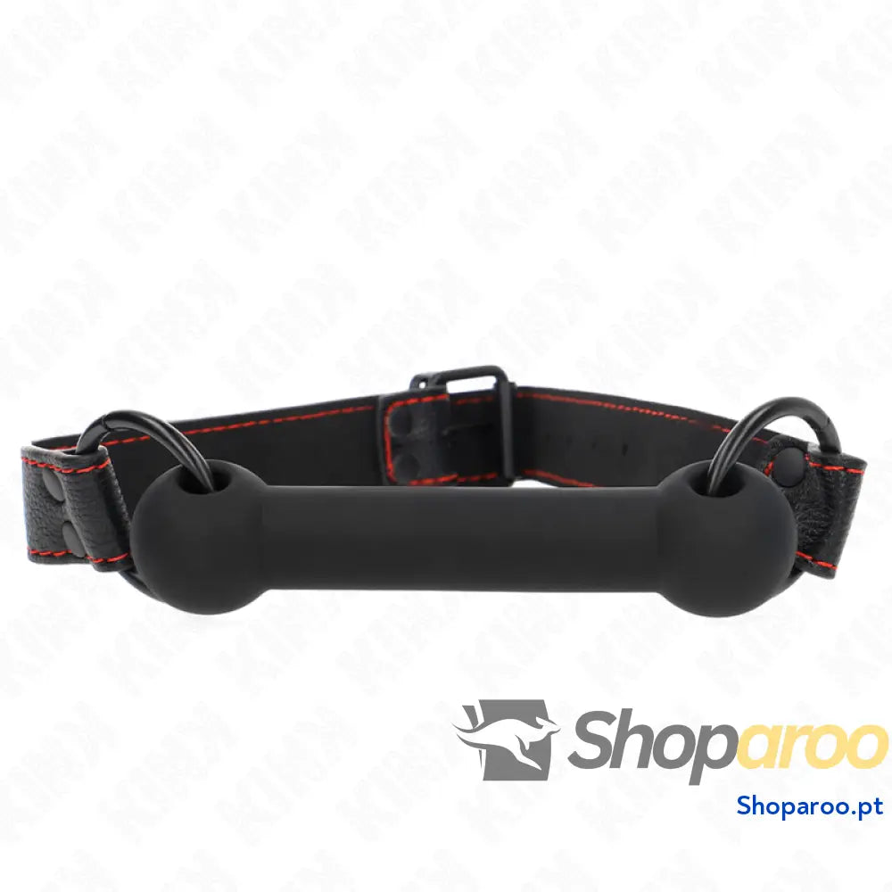 KINK - MORDAÇA DE OSSO COM ALÇA DE COURO PRETA AJUSTÁVEL 41-57 CM